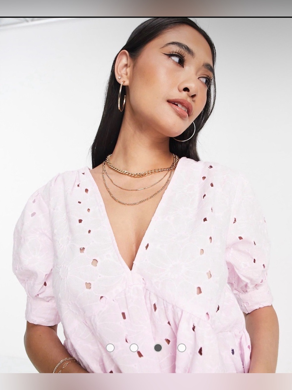 ASOS Design Lavender Eyelet Babydoll Blouse Size 2